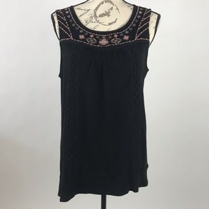 Knox Rose ~ Black Floral Tank Top